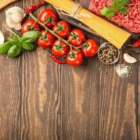 Ingredients for spaghetti Bolognese photo