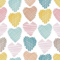 Seamless pattern in hand-drawn hearts. Minimalist Scandinavian style in pastel retro colors. Used for clothes, textiles, fabrics, wrapping paper etc vector