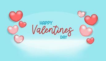 Valentine's day poster or banner with Hearts. Modern colored festive vector illustration.