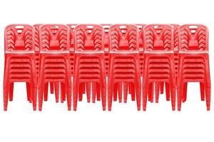 Red plastic chairs isolated photo