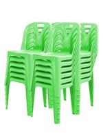 Green plastic chairs isolated photo