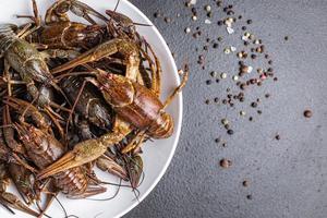 crayfish raw fresh seafood food background photo
