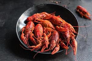crayfish red fresh boiled seafood food background