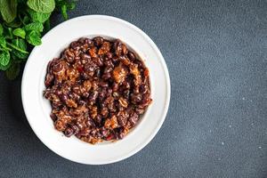 red beans with meat and vegetables photo