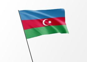 Azerbaijan flag flying high in the isolated background Azerbaijan independence day. 3D illustration world national flag collection photo