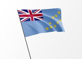 Tuvalu flag flying high in the isolated background Tuvalu independence day. 3D illustration world national flag collection photo