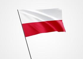 Poland flag flying high in the isolated background. November 11 Poland independence day. World national flag collection world national flag collection photo