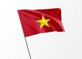 Vietnam flag flying high in the isolated background Vietnam independence day. World national flag collection photo