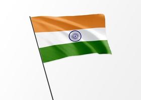 Indian flag flying high in the isolated background India independence day. 3D illustration world flag collection photo