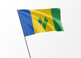 Saint Vincent and the Grenadines flag flying high in the isolated background Saint Vincent and the Grenadines independence day. 3D illustration world national flag collection photo