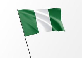 bandera de nigeria ondeando alto en el fondo aislado día de la independencia de nigeria. Ilustración 3d colección de la bandera nacional mundial foto