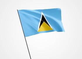 Saint Lucia flying high in the isolated background. February 22 Saint Lucia independence day. 3D illustration world national flag collection photo