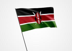 Kenya flag flying high in the isolated background. December 12 Kenya independence day. World national flag collection world national flag collection photo