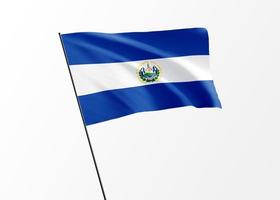 El Salvador flag flying high in the isolated background El Salvador independence day. World national flag collection photo