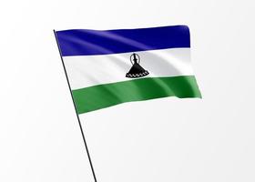 Lesotho flag flying high in the isolated background Lesotho independence day. 3D illustration world national flag collection photo