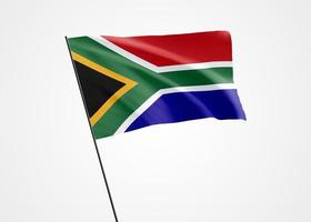 bandera de Sudáfrica ondeando alto en el fondo aislado. 11 de diciembre día de la independencia de sudáfrica. colección de la bandera nacional mundial colección de la bandera nacional mundial foto