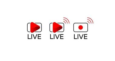 Online video broadcasting icon set vector