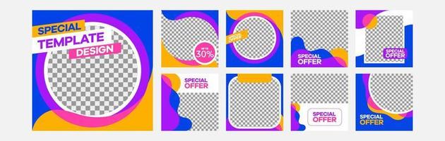 Set of Editable minimal square banner template. feeds social media modern color full. vector