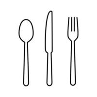 tenedor, cuchillo, cuchara, vector, icono