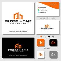 Letter PH monogram real estate logo design with business card template. vector