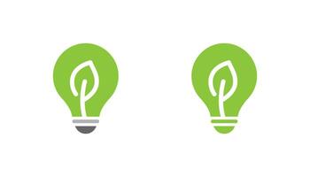 Green leaf light bulb logo design vector