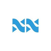 letter nn triangle blue waves geometric simple logo vector