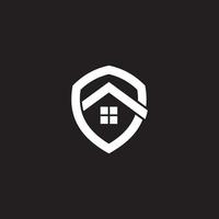 home shield symbol, simple geometric line logo vector