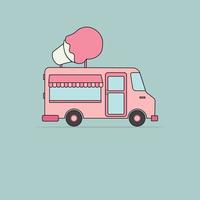 flat illustration of ice cream truck and market used for print, app, web, advertising, etc vector