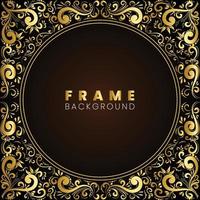 abstract floral gold color design circle background frame vector