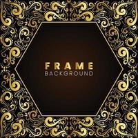 gold color design abstract flower pentagon background frame vector