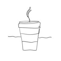 Continuous line drawing of cup of coffee doodle style vector