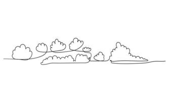 Continuous line drawing. Clouds.doodle hand drawing style vector