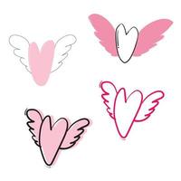 cute love with wings illustration handdrawn cartoon style vector