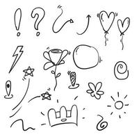 doodle various object collection with handdrawn cartoon style vector