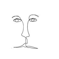 doodle face one line drawing style vector