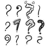 Question Mark illustration with hand drawn doodle element vector