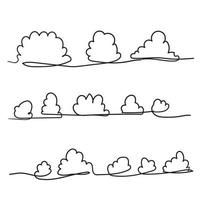 Continuous line drawing. Clouds.doodle hand drawing style vector