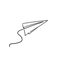 Paper plane drawing vector using continuous single one line art style with unique doodle handdrawing style