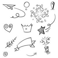 cartoon Hand drawn set elements, for concept design. doodle abstract isolated on white background . vector illustration.