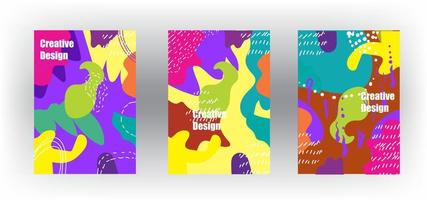 Abstract fun color pattern cartoon texture for doodle geometric background with trend shape for brochure cover template design
