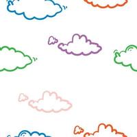 cute cloud seamless pattern handdrawn style vector