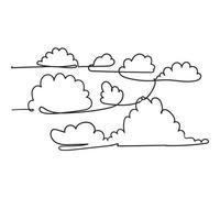 Continuous line drawing. Clouds.doodle hand drawing style vector