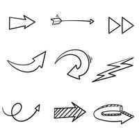hand drawn arrows collection with lie art style isolated background vector
