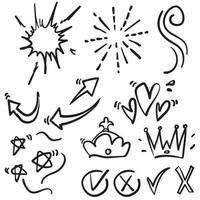 Doodle varios colección de objetos estilo handdrawn vector