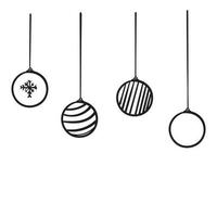 Set of christmas balls illustration with hand drawn doodle style vector isolated