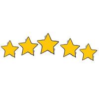 Five stars customer product rating review with hand drawn doodle cartoon style vector