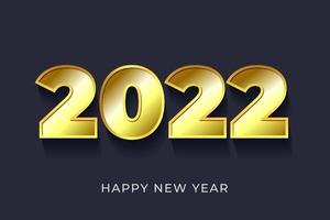 feliz año nuevo 2022 efecto de texto dorado vector