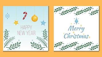 casarse con tarjetas de felicitación de vector de Navidad y feliz año nuevo. ilustración plana