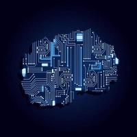mapa de contornos de macedonia del norte con un circuito de electrónica tecnológica. vector