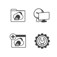 programa de aplicación e iconos vectoriales de computación en la nube vector